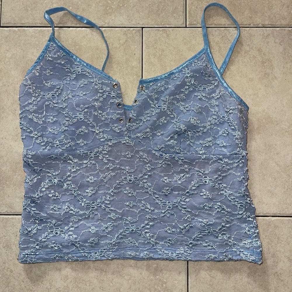 Timing Light Blue Lace Top